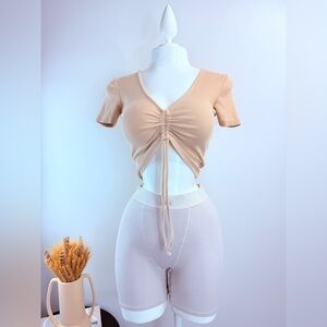 Zara Tan top | camel top